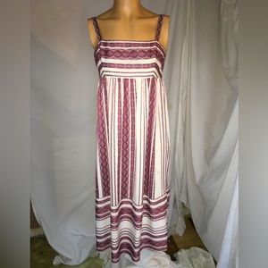 Maggie London White & Mauve Strapped Dressed Size 12